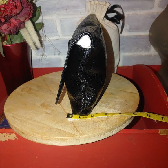 Express Black Fold Over Bag Clutch Vintage Zebra Lining - Picture 4 of 5